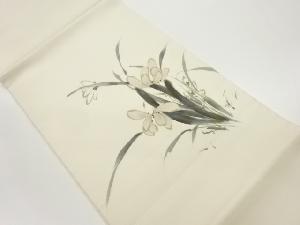 手描き草花模様開き名古屋帯(額縁仕立て)